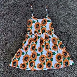 Cute Short Sunflower Dress Cross Back